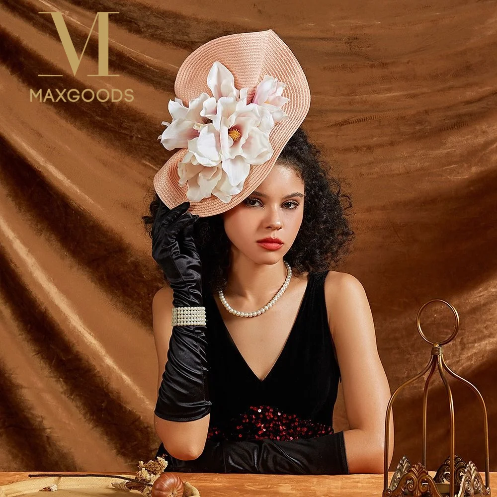 Elegant Magnolia Hair Band Bridal Makeup Prom Exaggerated Tea Party Fascinator Hat Headdress Women