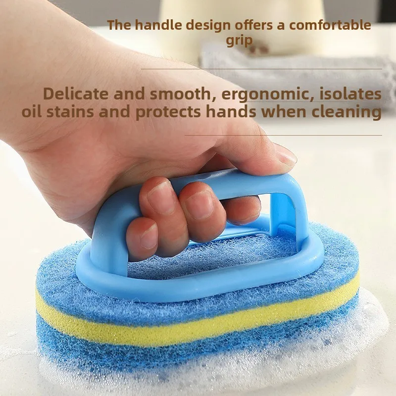 Multi-Functional Cleaning Brush Thickened Kitchen Pot Scrubber & Bathroom Tub Tile Scrub Brush Heavy Duty Sponge Brush for Floor