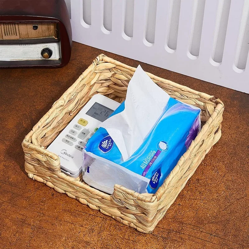 Wicker Basket for Tables Napkin Basket Decorative Wicker Napkin Tray for Kitchen, Bathroom, Living Room