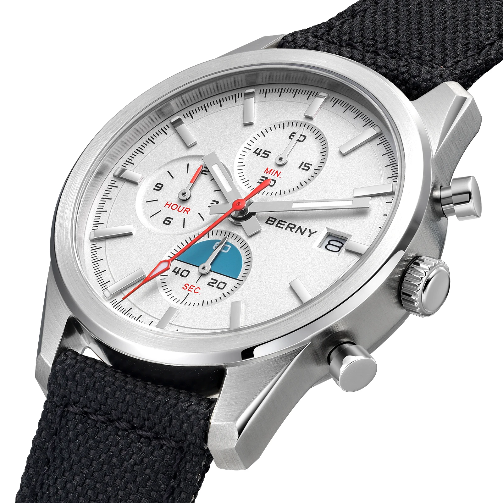 BERNY Orologio automatico da uomo, alla moda, super luminoso, analogico, meccanico, con vetro zaffiro AR, cinturino in pelle, impermeabile fino a 5 BERNY Orologio automatico da uomo, alla moda, super luminoso, analogico, meccanico, con vetro zaffiro AR, cinturino in pelle, impermeabile fino a 5