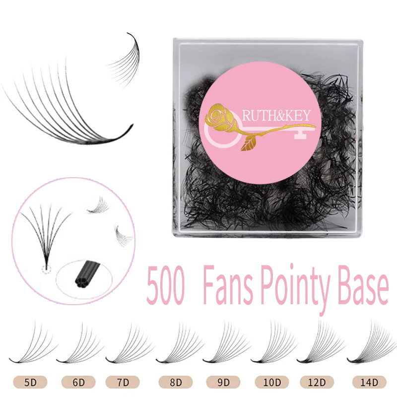 500 Premade Loose Fan Lash 5D 6D 8D 10D 0.050.07mm Russian Volume Natural Soft Fluffy Promade Sharp Base False Eyelash Extension