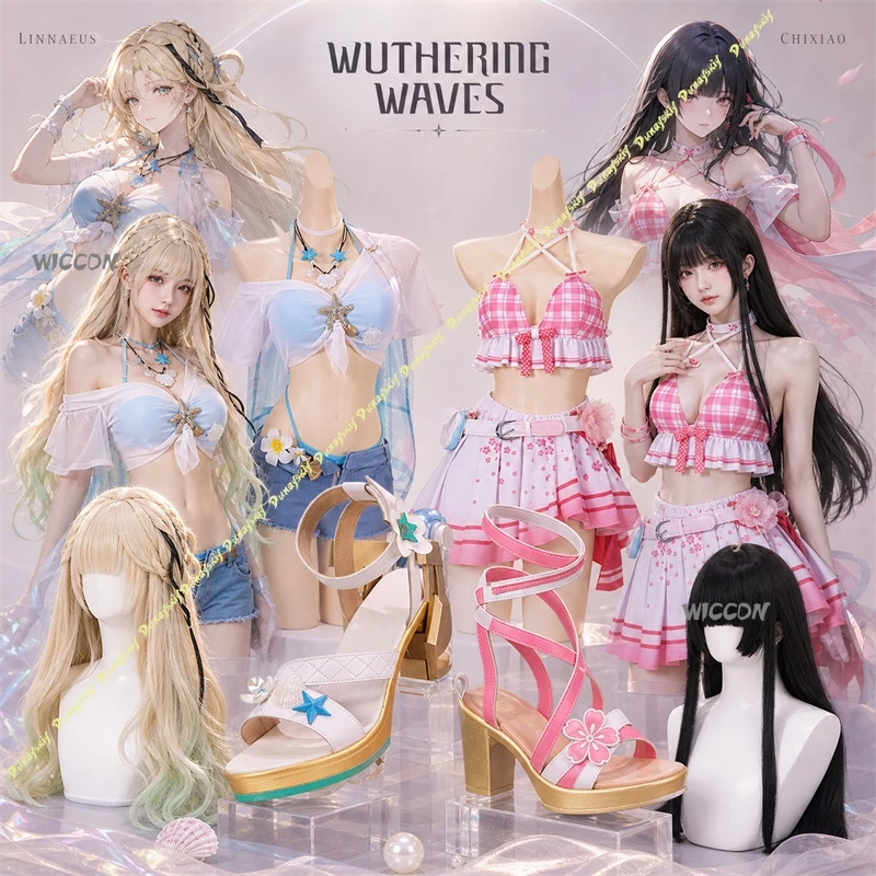Wuthering Waves Cosplay Lynae Chisa Peach Ice Mint Candy Complete Swimsuit Cos Outfit Costume Convention Halloween Holiday