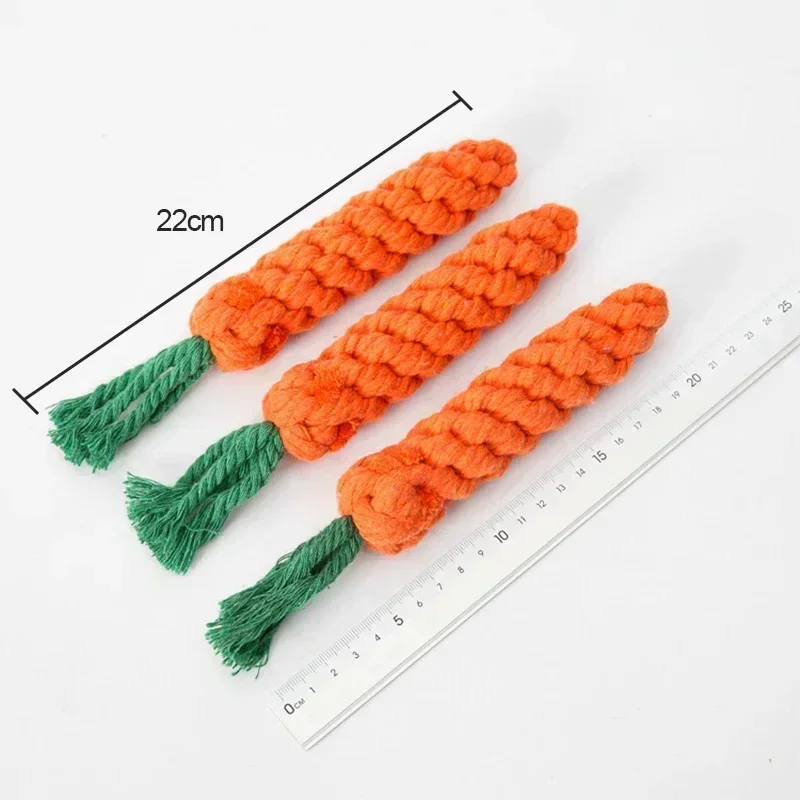 Dog Chew Toys Cartoon Carrot Shape Cotton Rope Bite-proof Pet Teeth Grinding Cleaning Toys Pet Outdoor Training Supplies