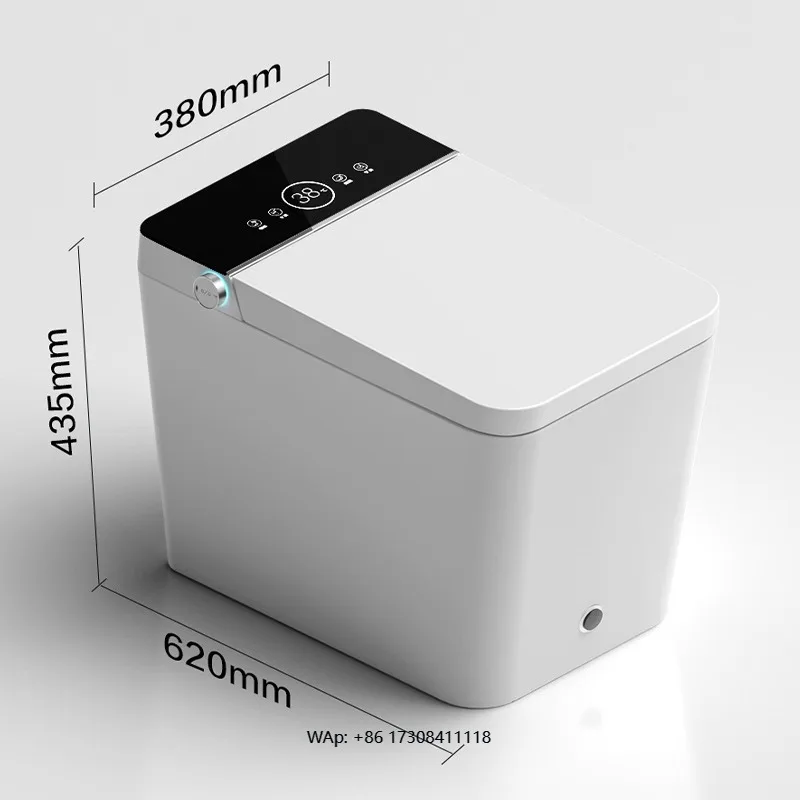 

Умный унитаз-биде моноблочного типа с подогревом сиденья, автоматическим смывом, датчиком движения ногой, квадратной чашей, S-образным сифоном, сушкой теплым воздухом