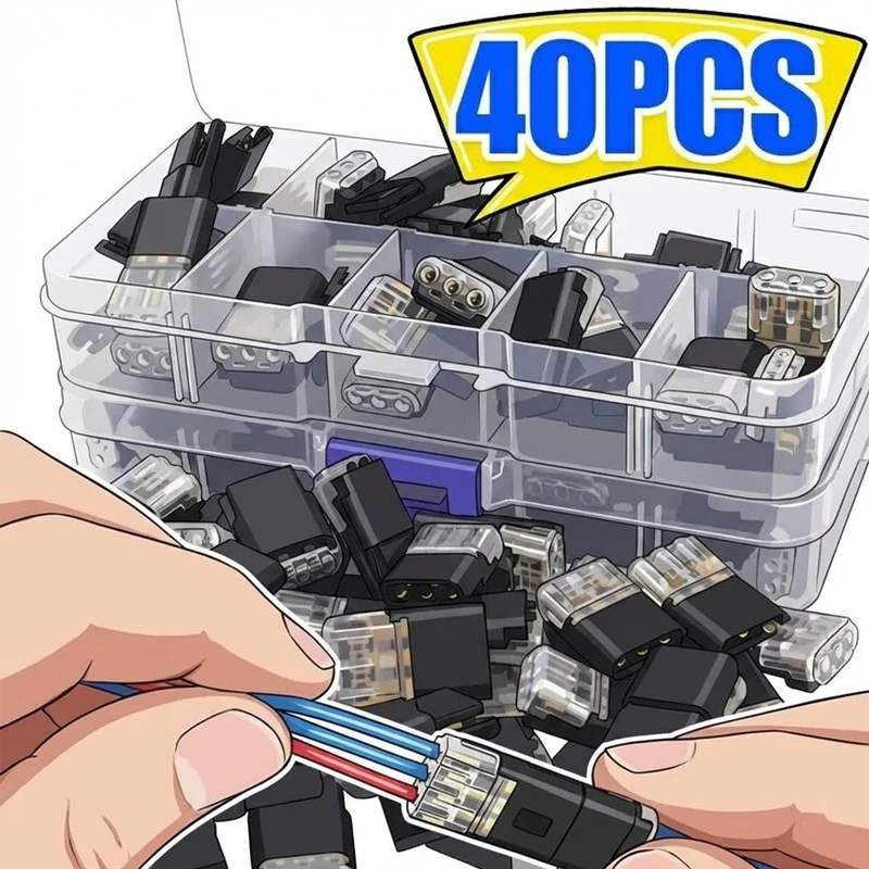 

Universal 3 Pin Way Wire Connectors 18 22AWG Solderless Electrical Cable Splice Terminal Crimp Lock For Auto Audio LED Wiring