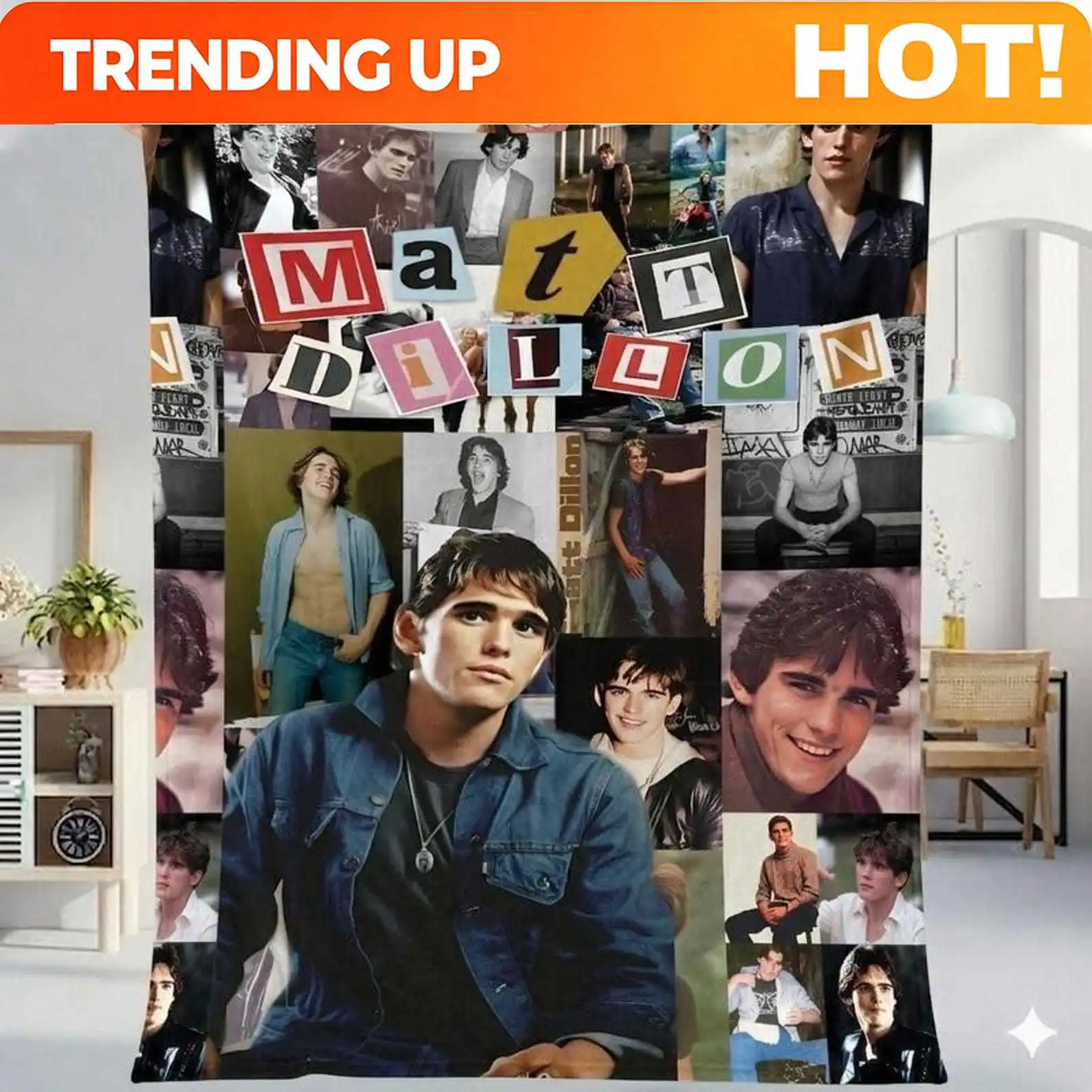 Customize Matt Dillon Actor Throw Flannel Blanket, Retro Matt Dillon Blanket, Warm Soft Cozy Blanket for Living Room Sofa Bed, G