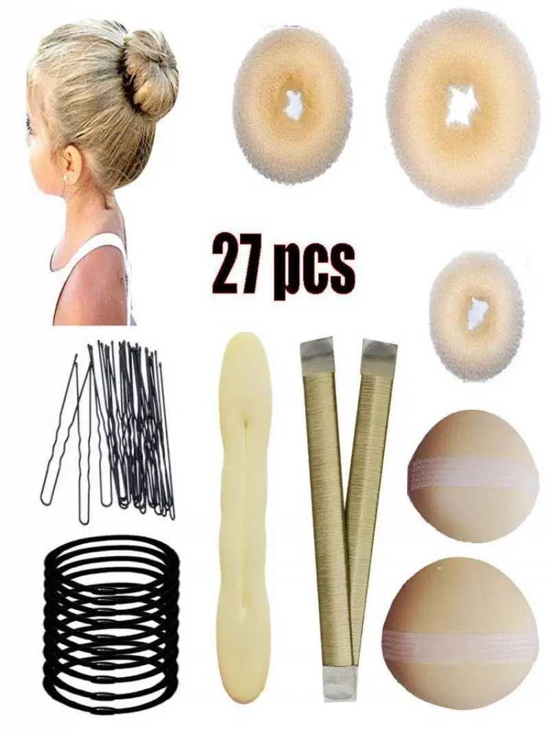 

The new ball head pop ring hair set hair accessories flower bud hair ring sponge donut braided hair artifact