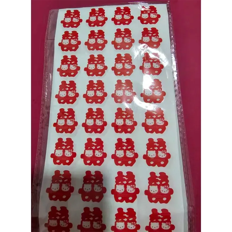 Pegatinas rojas de Hello Kitty Kawaii, etiquetas de sellado para sobres de equipaje, celebración de boda, fiesta de Anime, calcomanía DIY, monopatín, portátil, 1 unidad