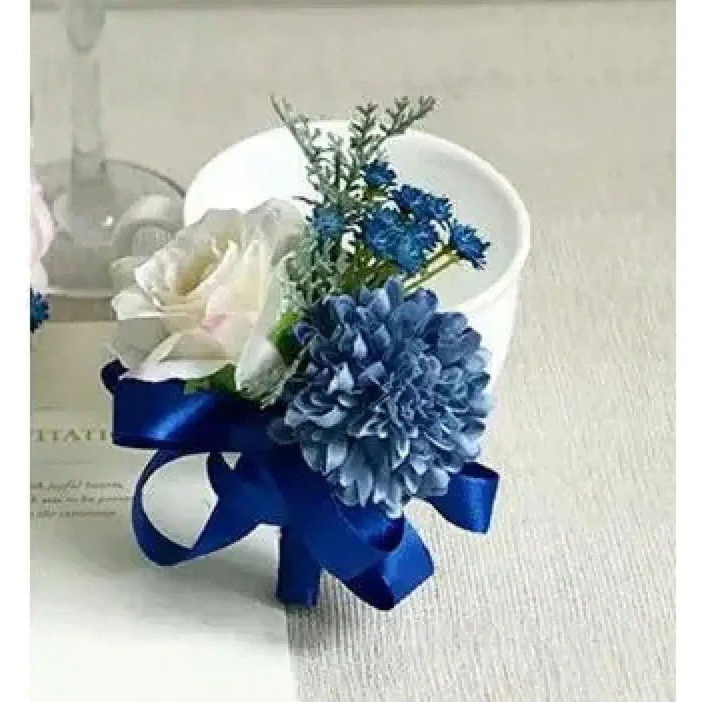 Blue Rose Boutonniere 6 Pcs For Groomsmen Groom Boutonnieres Wedding Best Man Corsage Fall Vintage Rustic Marriage Flower