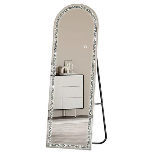

Nordic full body clothing floor mirror led home, bedroom makeup wall hanging diamond mirror