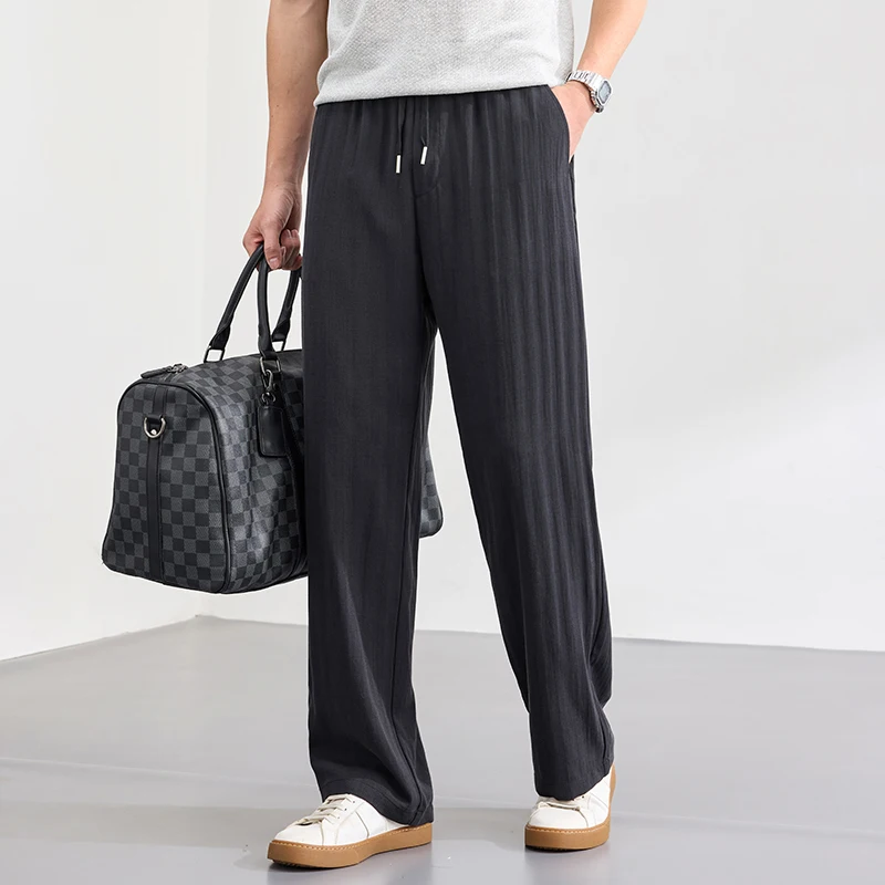 

Men's 2026 New Arrival Lyocell Linen fabric Casual Pants Loose Fit Straight Leg Lightweight Breathable Trousers Male