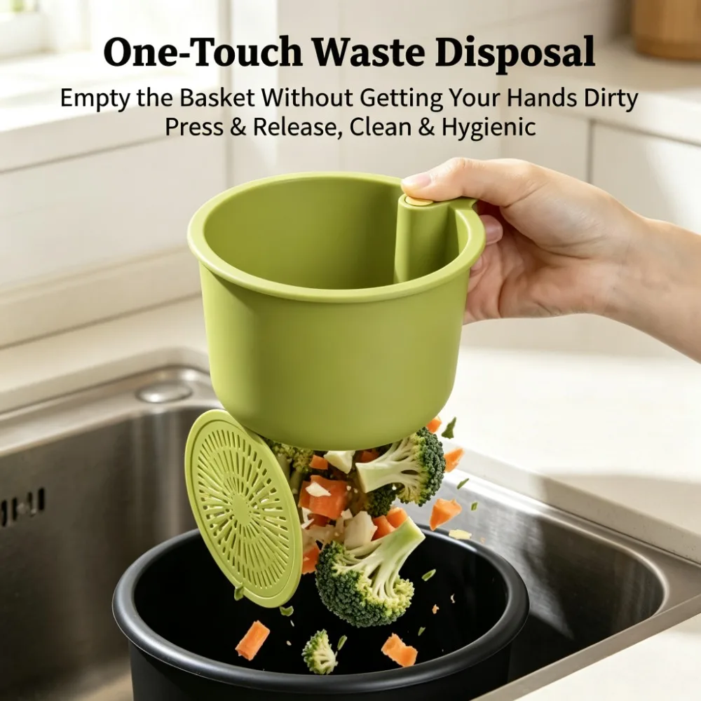 1pc Press-type Detachable Double-layer Draining Basket, with Mesh Filter for Food Residue, Sink Draining Rack,Storage Rack