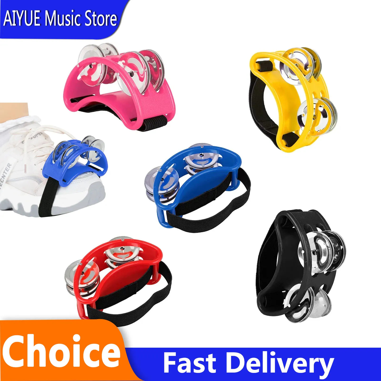 Orff Foot Bell Children Enlightenment Music Toys Metal Jingle Bell Portable Guitar Companion Colorful Drum Percussion Instrument