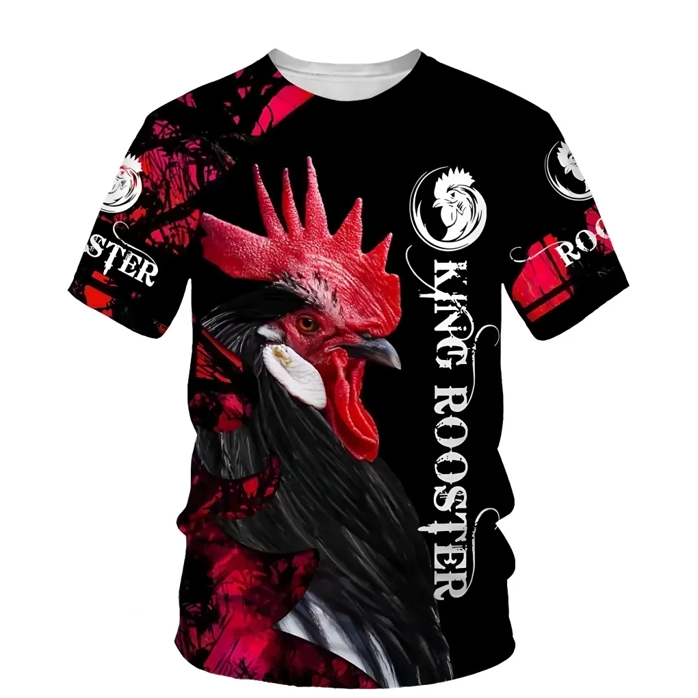 

streetwear mens clothing 3D digital printed rooster graphic t shirts round neck short sleeved new in tops casual t shirt for men