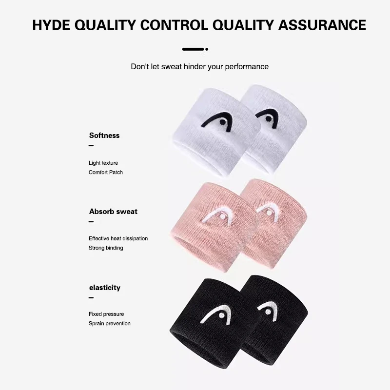 Original HEAD Sport Wristband Cotton Comfortable Tennis Basketball Exercise Wristband Breathable Sweat-Absorbent Wristband