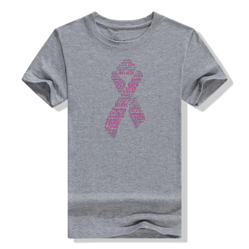 Pink Ribbon Breast Cancer Awareness Women's Fashion T-Shirt Graphic Tee Tops Short Sleeve Basic Cotton Aesthetic Clothes Gifts