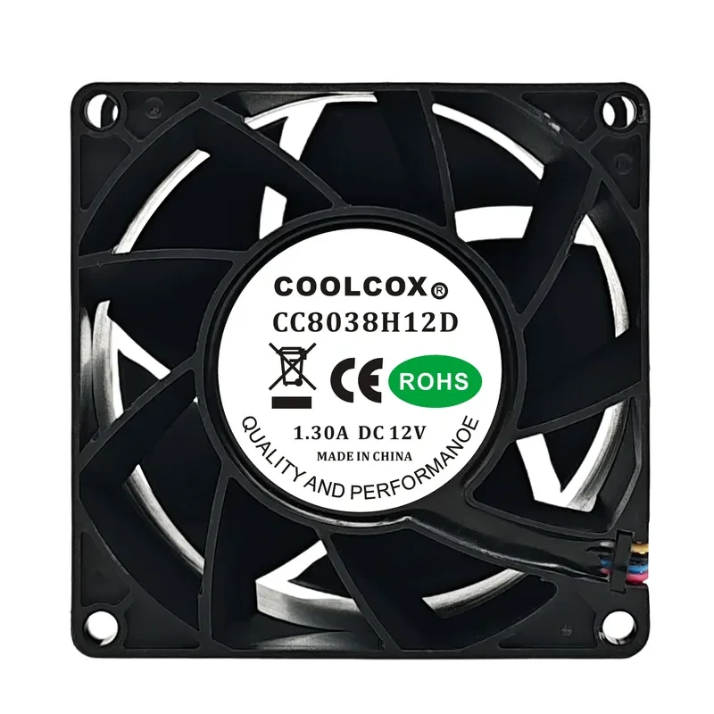 COOLCOX CC8038H12D for 8038 DC12V 1.3A 8CM Industrial High-Performance Cooling Fan