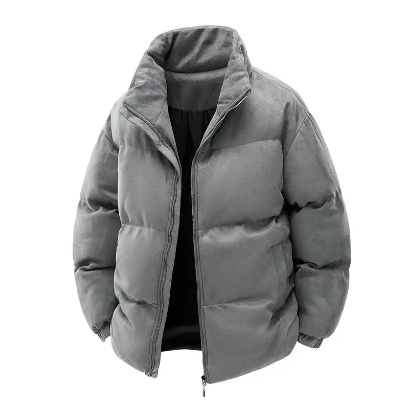 Chaqueta de algodón con cuello alto y forro polar grueso para hombre, abrigo de invierno a prueba de viento, abrigo de algodón y gamuza grueso para parejas, ropa de abrigo.