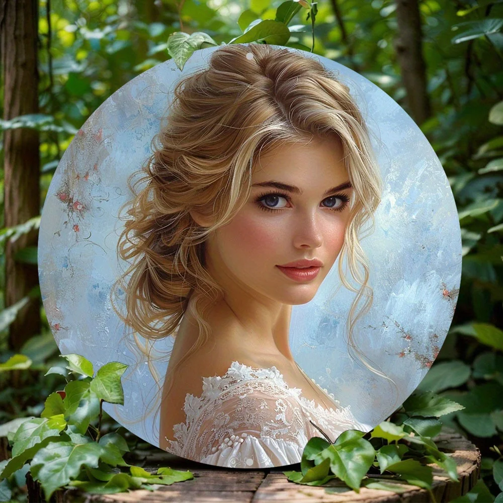 

Art Deco Style 2D Metal Sign, Renaissance Beautiful Girl Theme Aluminium Door Decoration for Office, Home, Gift for Man Cave