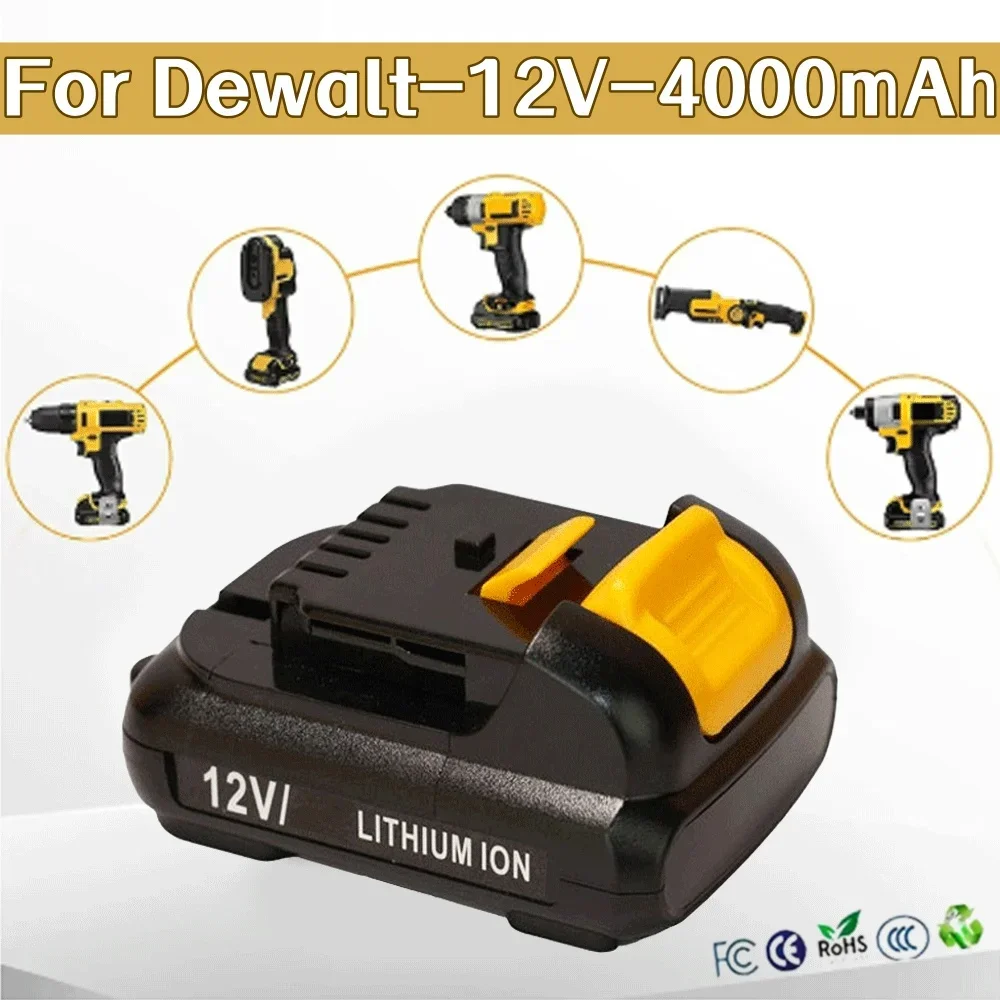 

12V 4000mAh Li-ion battery suitable for Dewalt cordless drill tool DCB120 DCB123 DCB127 DCB121 DCD710S2 DCF610S2 DCF805