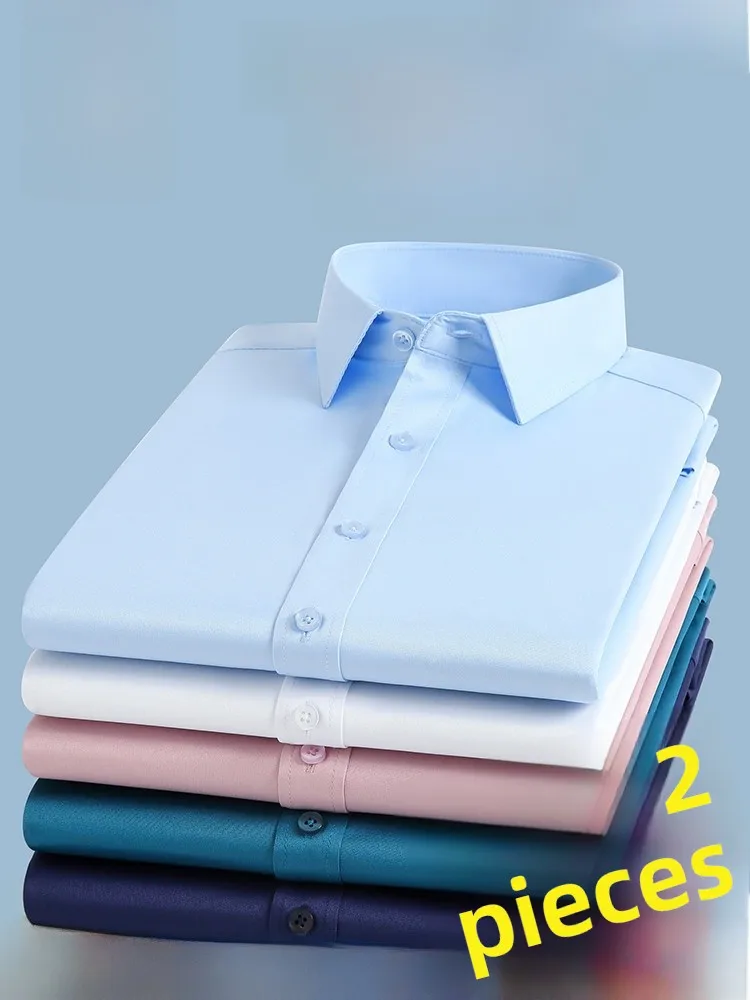 

Lormen Men's Long Sve irt Easy Care Iron Free Busin Workwear White irt Elastic High Stretch Stand Fit Autumn New...
