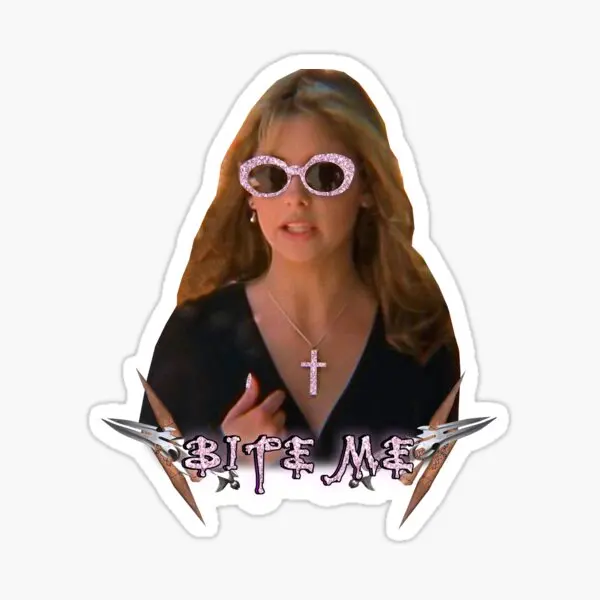 Buffy Summers Bite Me  5PCS Stickers for Decor  Car Bumper Stickers Wall Anime Laptop Living Room Window Luggage Kid Cute Room