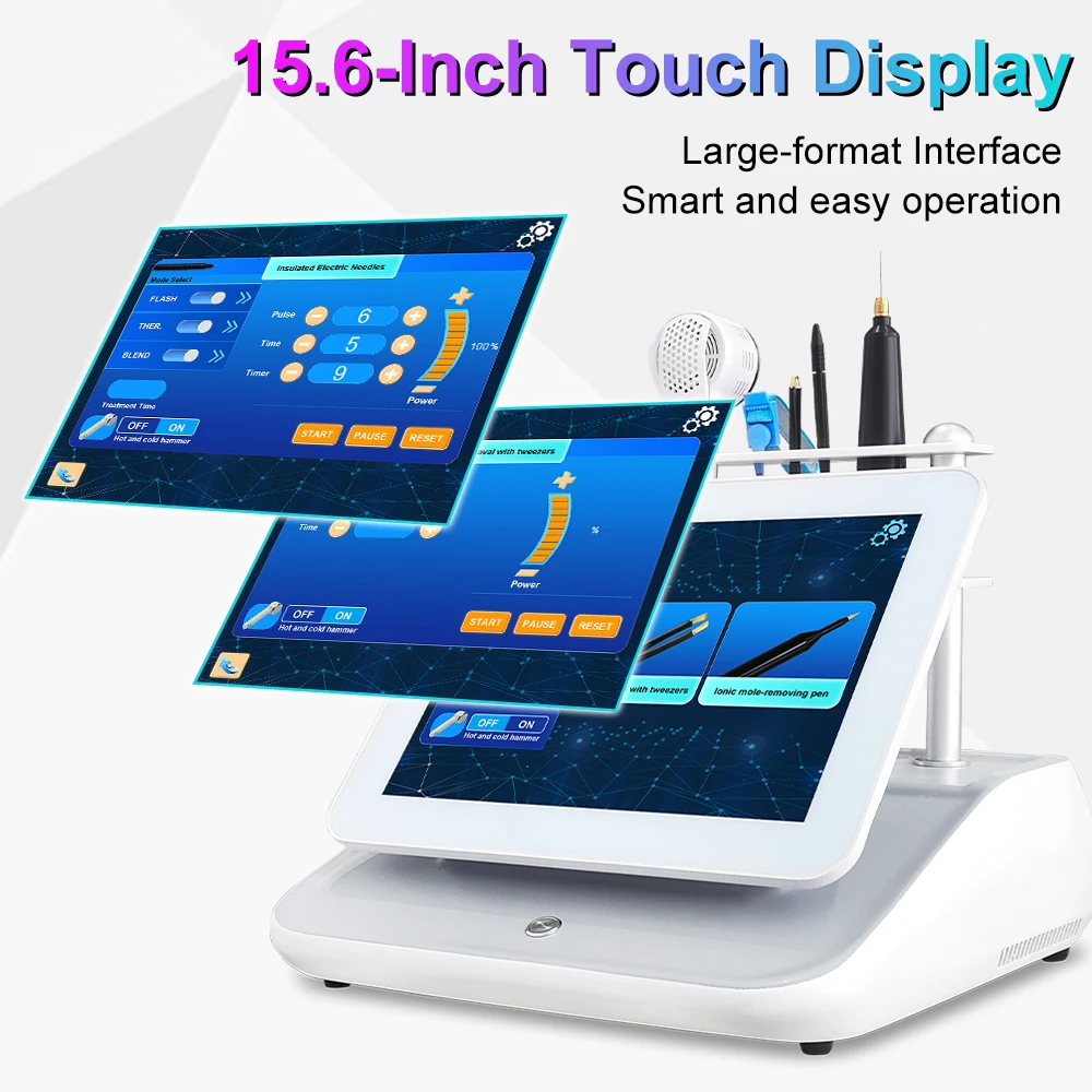 

New 5 in 1 Electrolysis Hair Removal Machine Mole Removal and Vascular Treatment with 15.6inch Touch Screen Beauty Device