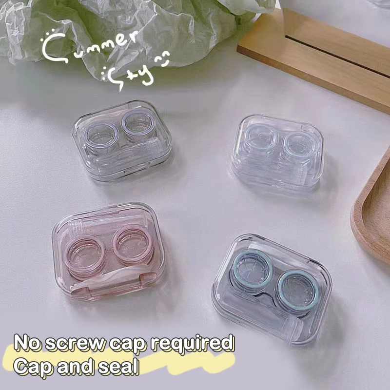 Cosmetic Contact Lens Box High-end Transparent Visible Cold Style Simple Portable Contact Lens Box With Tweezers Wearing Stick