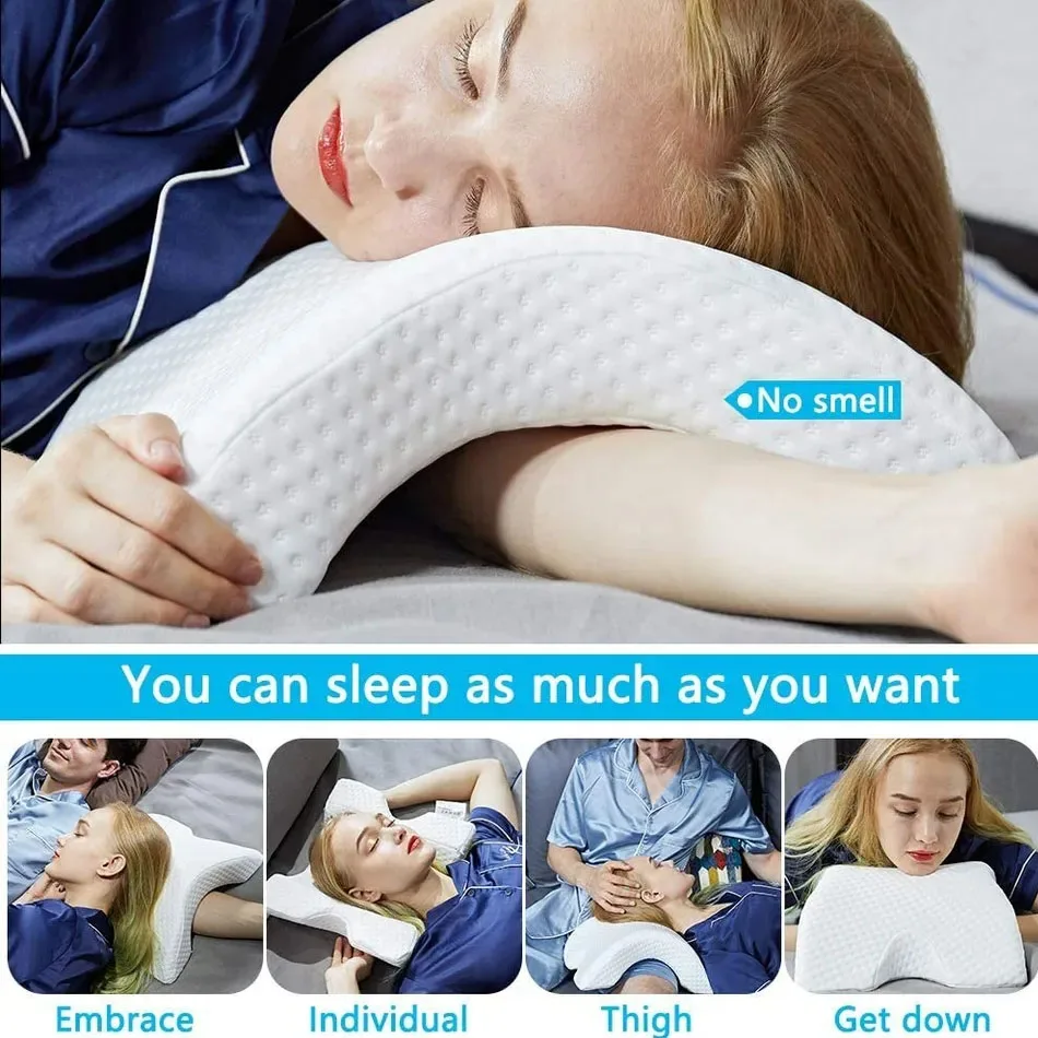 2024 HOT Sell Couples Pillow for Neck and Shoulder Arch Support Memory Foam Pillow Couple Pillow for Sleeping Travel Neck Pillow