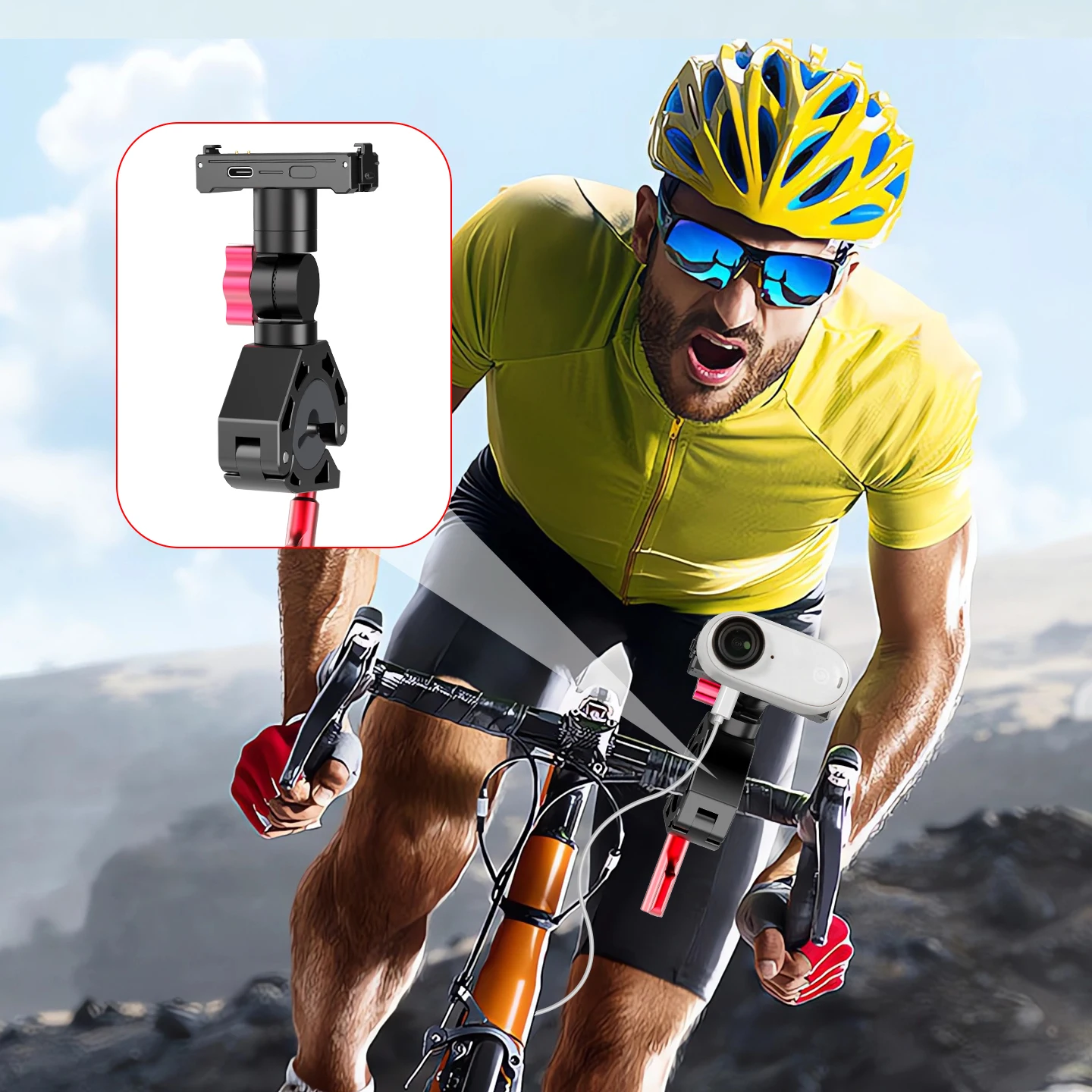 Für Gopro 13, für DJI Action OSMO 360 Fahrrad-Motorrad-Lenkerhalterung, Kamera-Schnellverschluss-Halterung, Insta360 X6 Ace Pro Halterung – Detail 28