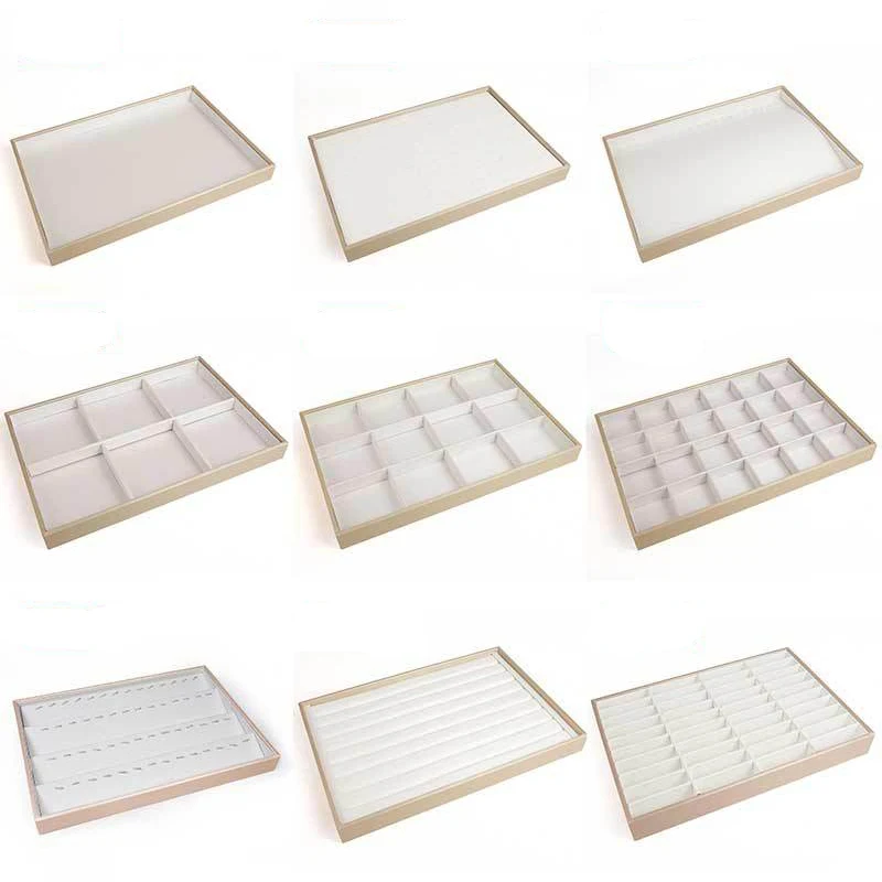 Stackable PU Leather Jewelry Organizer Tray with Removable Dividers,Large Storage Case for Earring Necklace Bracelet Rings