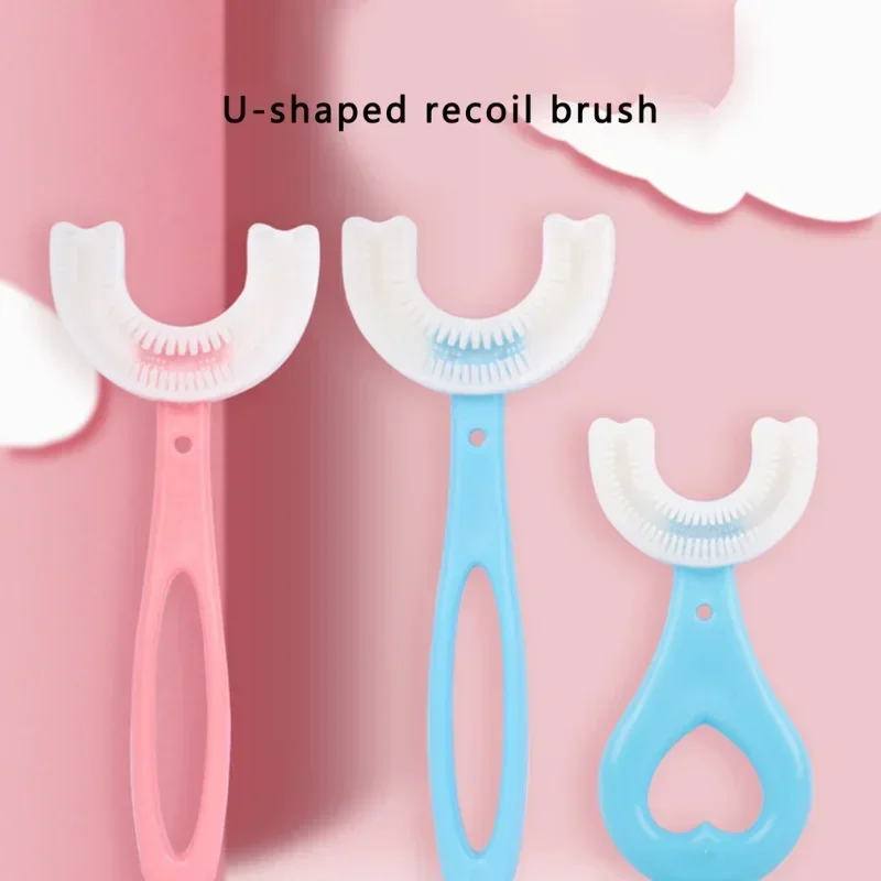 U Shaped Toothbrush Baby Toothbrush Food Grade Soft Silicone Brush Head 360° Oral Cleaning Design Manual Training Toothbrush