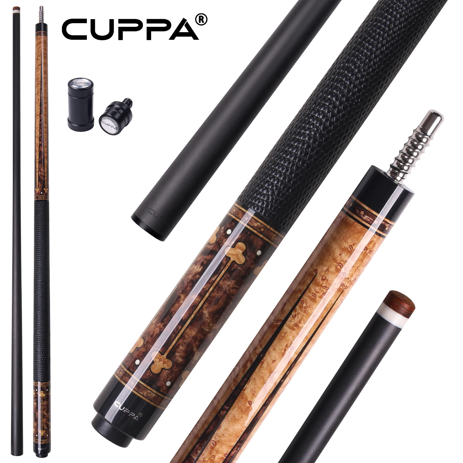 

58-inch Professional Carbon Fiber Pool Cue with Pro Taper Low-deflection shaft Leather grip radial joint 12.5mm Tip for 9 ball