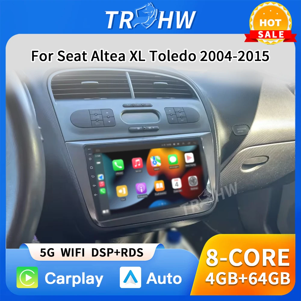 سيارة أندرويد 16 راديو لمقعد ألتيا XL توليدو 2004-2015 السيارات ستيريو مشغل وسائط متعددة لتحديد المواقع والملاحة Carplay QLED شاشة تعمل باللمس #1