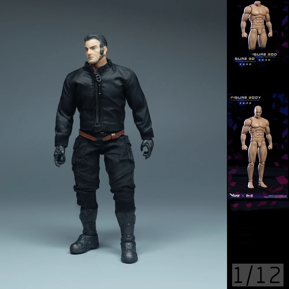 1/12th Black Fashion Jacket Coat Model For 6inch Stronger Fat Muscle VTOYS Body Action Collectable