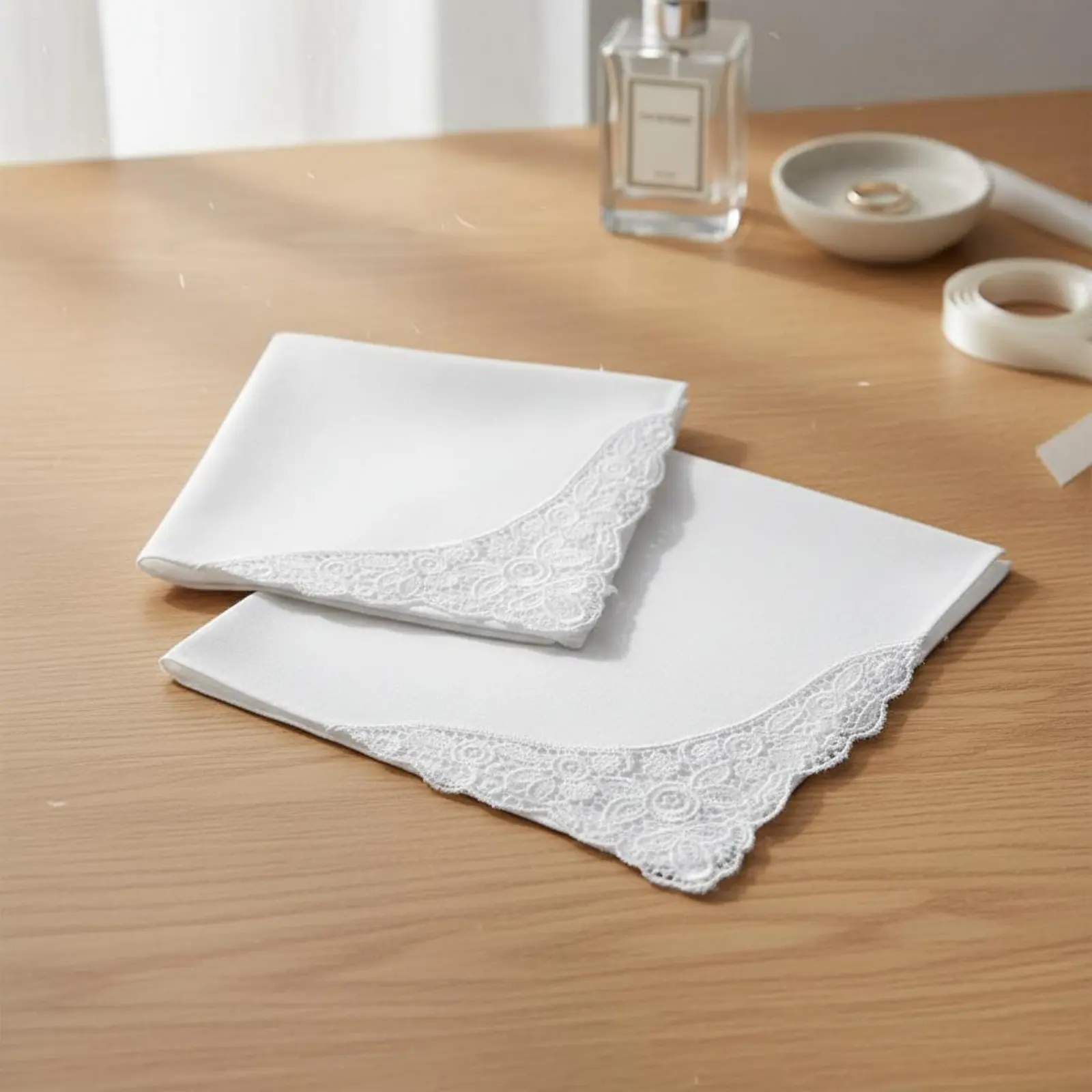 2-pieces-white-lace-handkerchief-high-density-material-cotton-handkerchief-solid-white-hankie-elegant-design-pocket-square