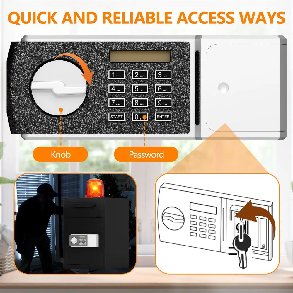 Digital Depository Safe Made of Carbon Steel Electronic Code Lock Depository Safe with Deposit Slot Depository Box for Home