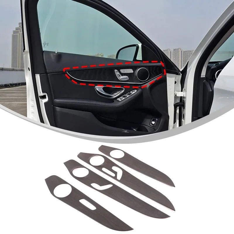 

4PCS For 2015-2021 Mercedes-Benz C-Class W205 W206 Door Trim Panel Door Interior Edge Trim Panel ABS Car Accessories