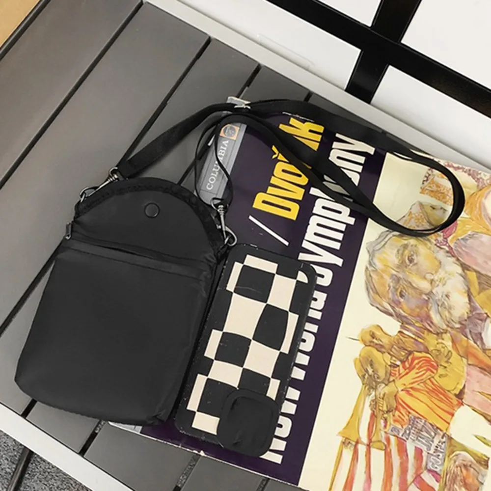 Casual NYLON กระเป๋าสะพายข้างความจุขนาดใหญ่ปรับสายมินิสแควร์กระเป๋าสไตล์ญี่ปุ่นไหล่เดี่ยวกระเป๋าโทรศัพท์มือถือ