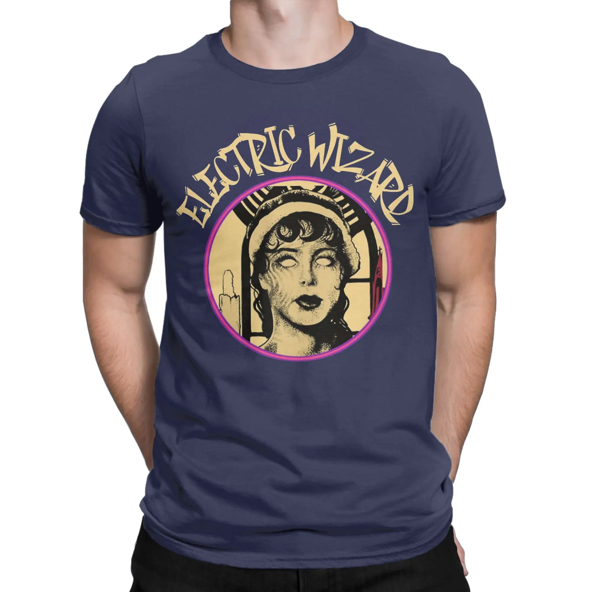 Electric Wizards Tour T-Shirt Men  Vintage 100% Cotton Tees Round Collar Short Sleeve T Shirt Plus Size Clothing