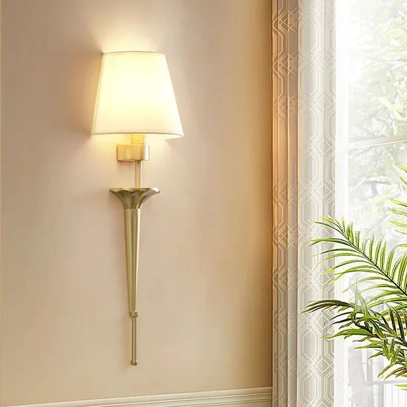 

OUFULA American Brass Wall Lamp Indoor Living Room Bedroom Bedside Lamp Retro villa Hotel Corridor Hallway luminária מנורת קיר