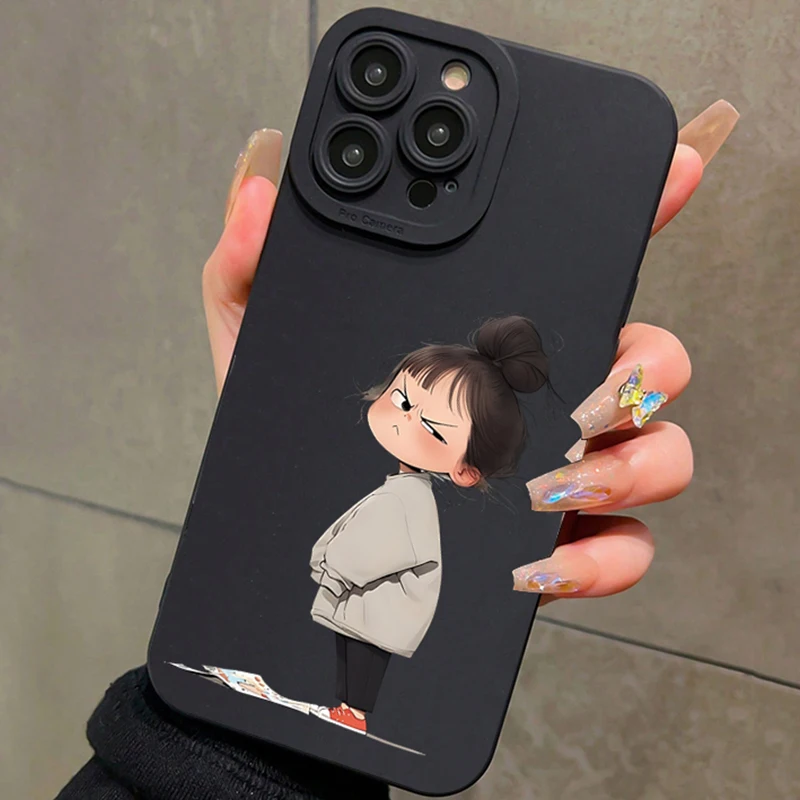 

A Thoughtful Girl's Minimalist Print Phone Case For Xiaomi Poco F7 Pro 5G F6 F5 X6 X5 X3 X7 M6 F7 Shockproof Soft Silicone Cover
