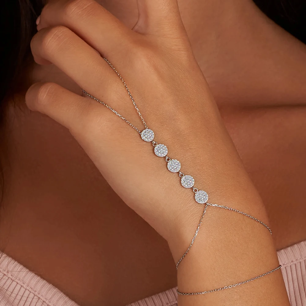 

Простой круглый браслет-цепочка в стиле бохо, аксессуары для рабских ремней, модный браслет со стразами на палец, женские ювелирные изделия