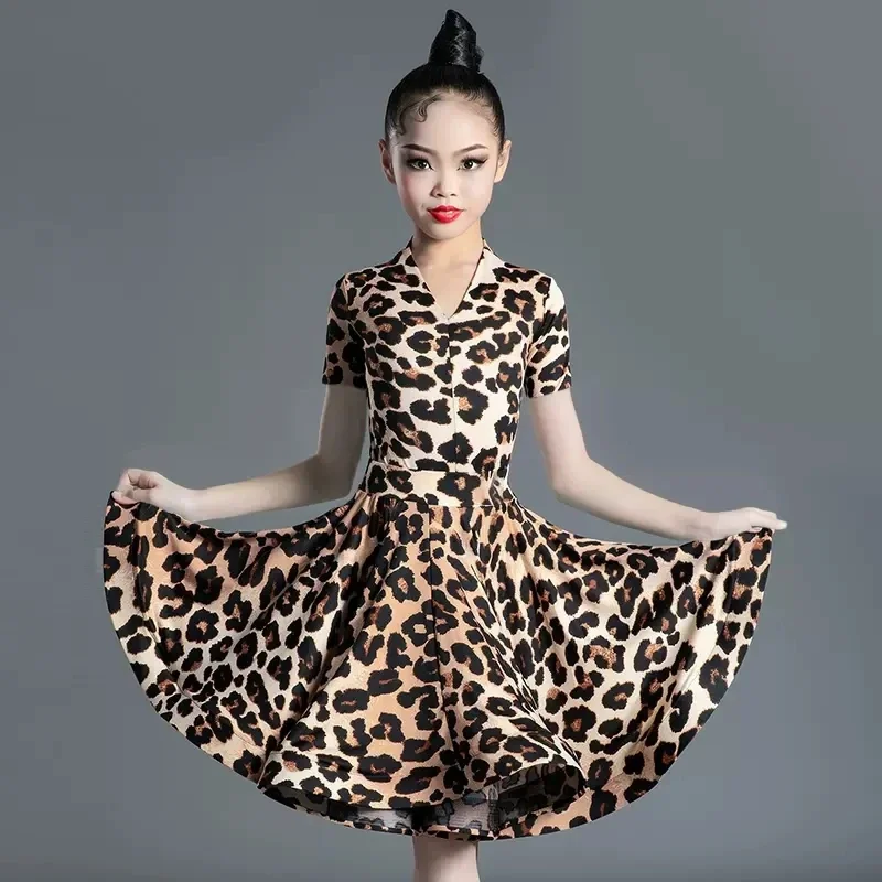 

Children's Latin Dance Costume for Professional Competition; Girls' Large Swing Dress; New Children's Latin Training Performance