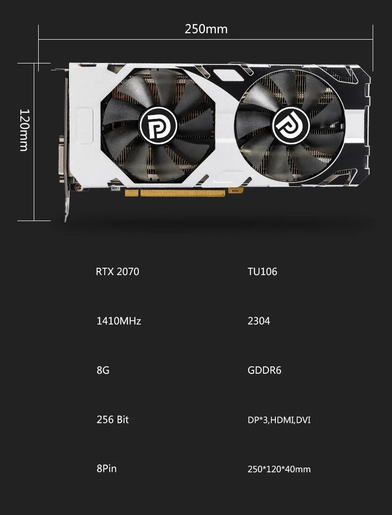 Placa gráfica rtx2070 8G GDDR6 N vidia Ge force RTX 1650 2060 2080 1660 1070 GPU 1080Ti Placa gráfica de vídeo 4GB 16GB