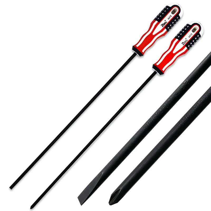 2pcs 395mm Long Screwdriver Set 5mm Round Handle Magnetic Phillips and Sloted Combination Screw Driver Repair Tools