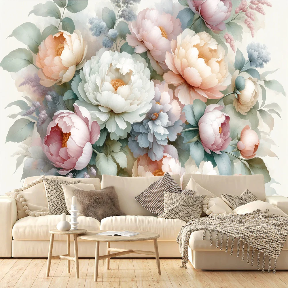 

Custom Size Watercolor Floral Wall Mural Wallpaper Art Wall Covering For Living Room Bedroom TV Background Apartment Wall Art