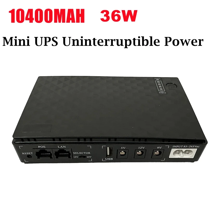 Imagem -02 - Mini Bateria Ups Portátil de Backup para Wi-fi ip Cam Fonte de Alimentação Ininterrupta Multiuso 10400mah 36w 5v 9v 12v