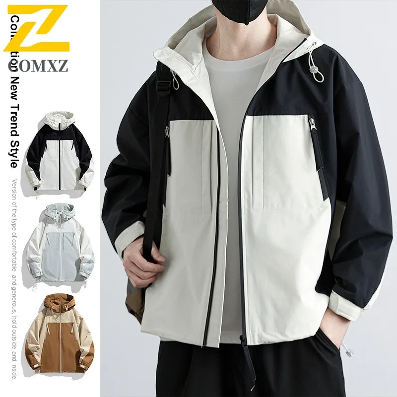 

COMXZ Male Jacket 2025 Classics Splicing Hooded Collar Adventure Comfort Jackets Premium Travel Lightweight Autumn Clothing