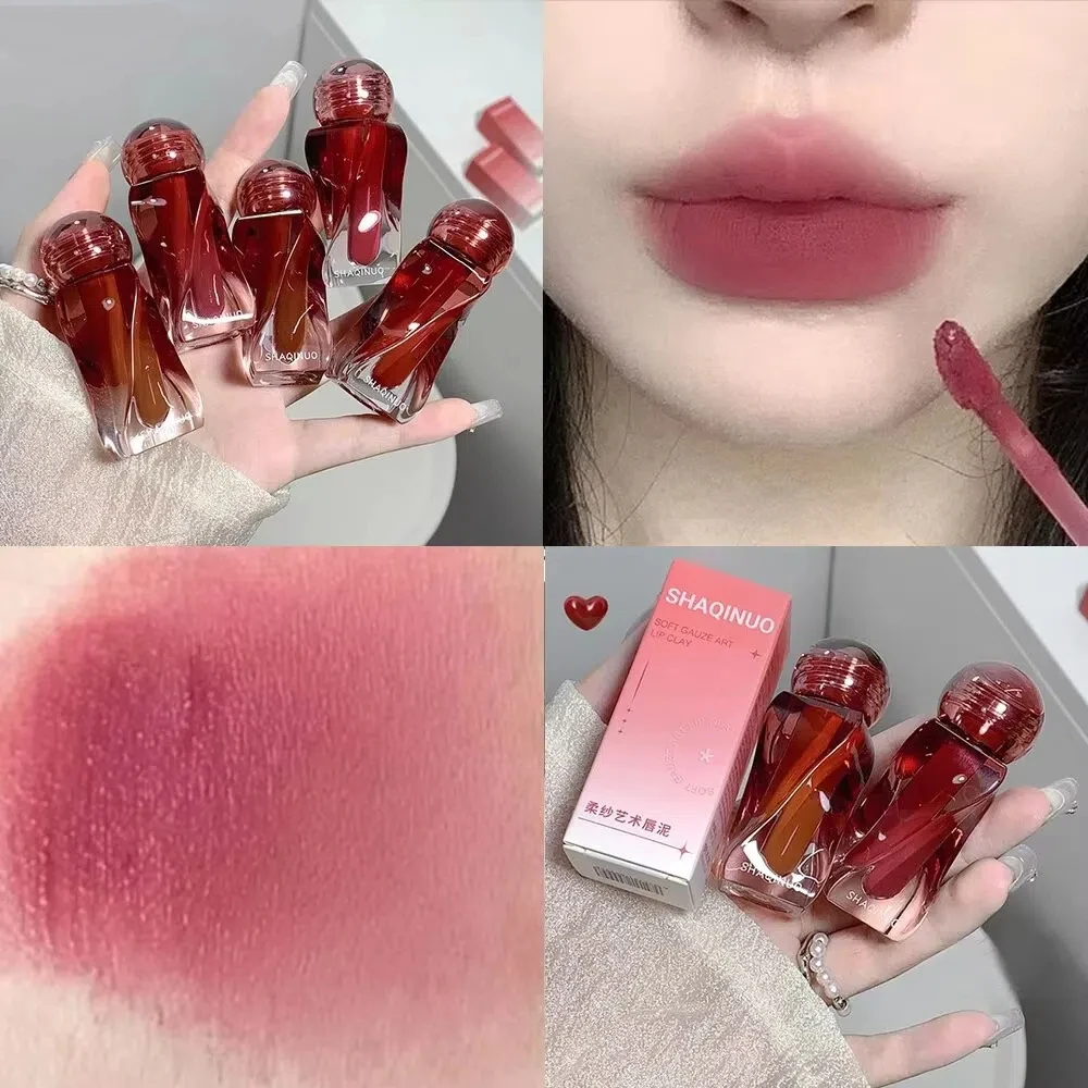 ลิปกลอส 6 สี ติดทนนาน กันน้ำ เนื้อแมทท์แบบมูส กำมะหยี่ ติดทนนาน เครื่องสำอาง